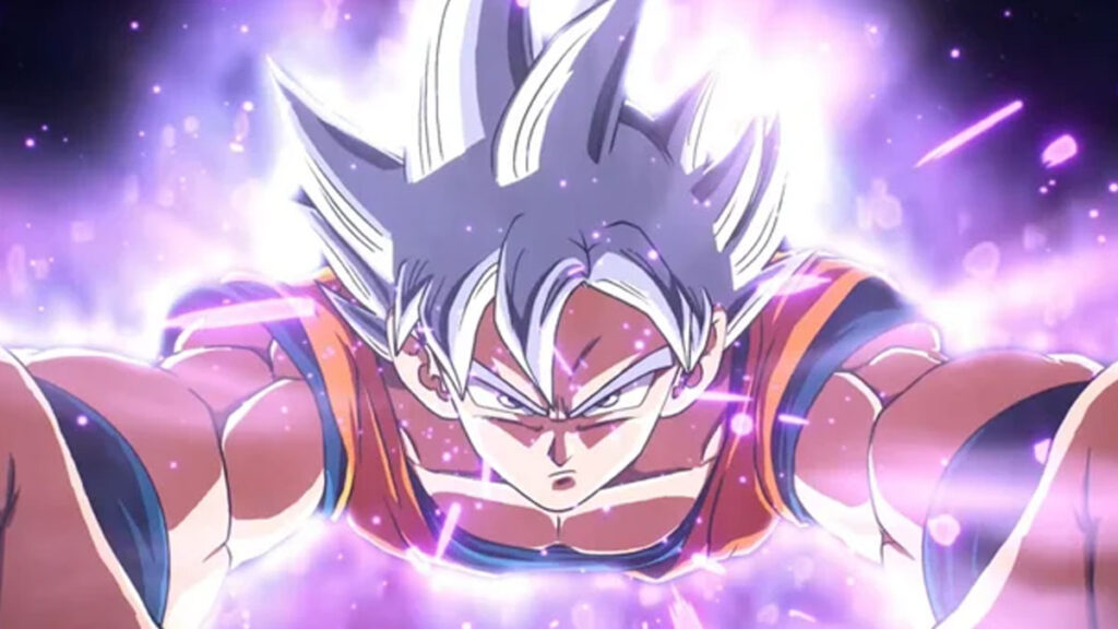 Nova arte visual de Dragon Ball Super: Beerus com Goku Super Saiyajin Deus e Beerus em cenário espacial.