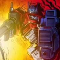 Pôster comemorativo de Transformers destacando personagens do filme de 1986 e o logo da Cyberconsp 2026.