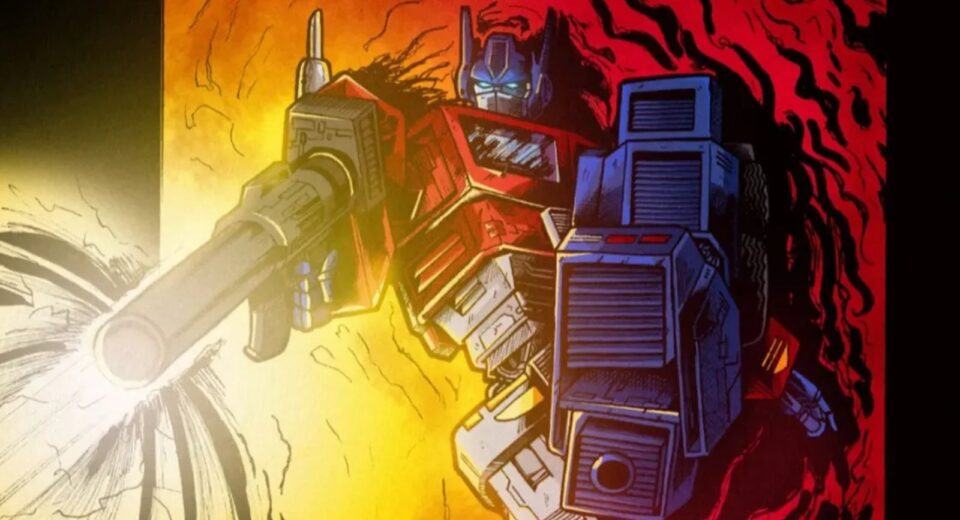 Pôster comemorativo de Transformers destacando personagens do filme de 1986 e o logo da Cyberconsp 2026.