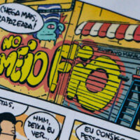 Miolo de No Meio Fio #1, coletânea de tirinhas de Gustavo Magalhães publicada pela Editora Pé de Cabra.