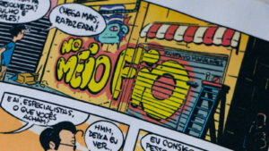 Miolo de No Meio Fio #1, coletânea de tirinhas de Gustavo Magalhães publicada pela Editora Pé de Cabra.