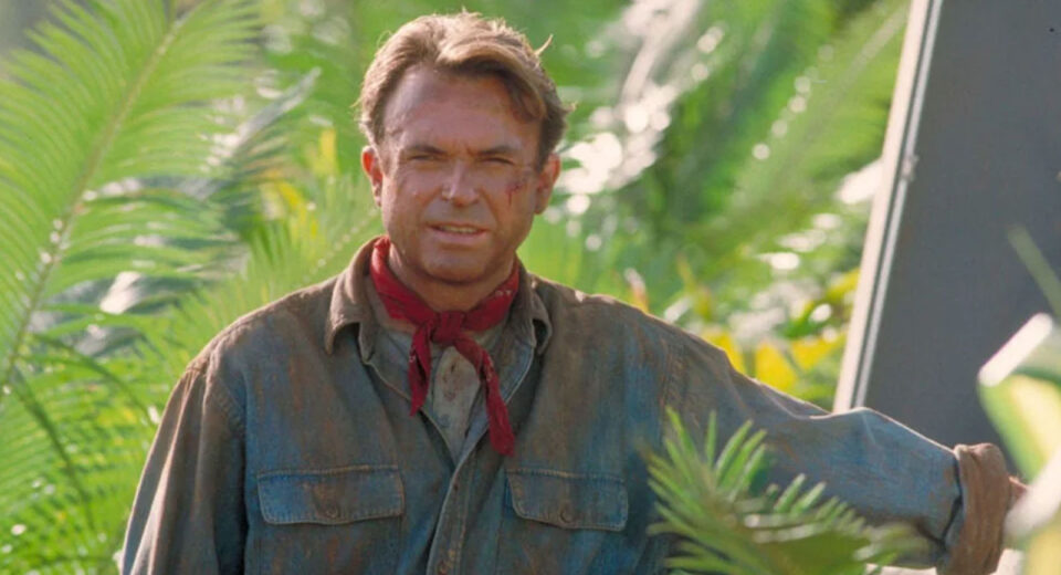 Sam Neill na pele do Dr. Grant de Jurassic Park