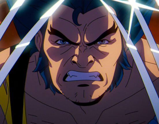 Wolverine ameaçador com as garras de fora