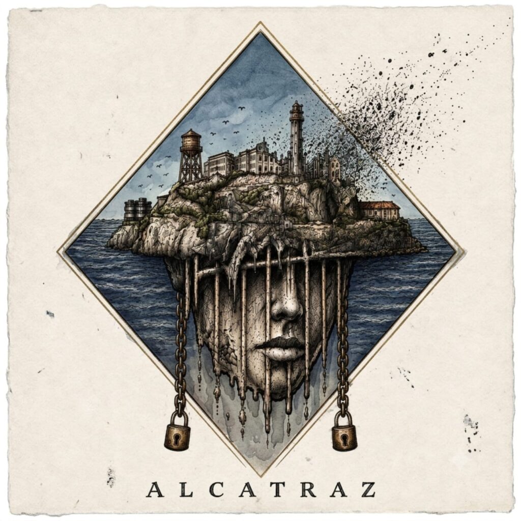Banda Diskartch ensaiando para o novo single 'Alcatraz', com membros em ação.