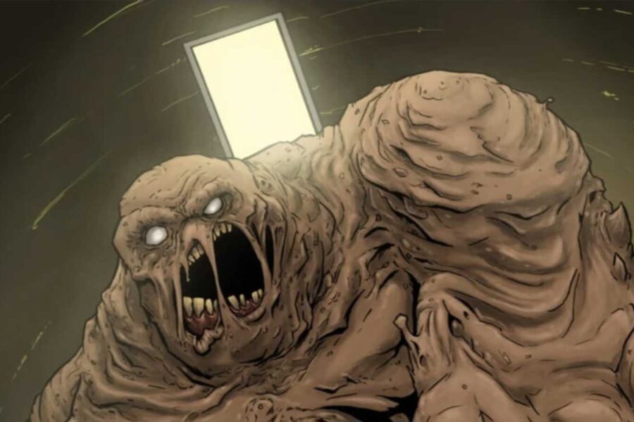 Clayface escancara a boca em cena do desenho