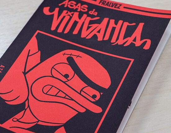 Capa da HQ Asas da Vingança mostrando a arte influenciada pelo punk e fanzines.