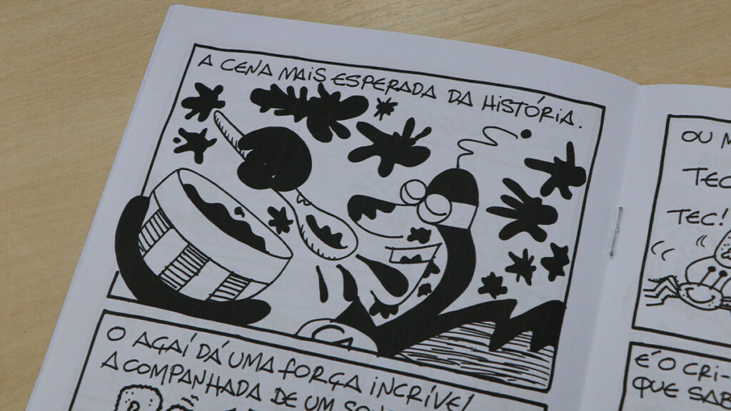 Capitão Açaí luta contra Granola e Chula em seu novo fanzine, preservando tradições culturais.