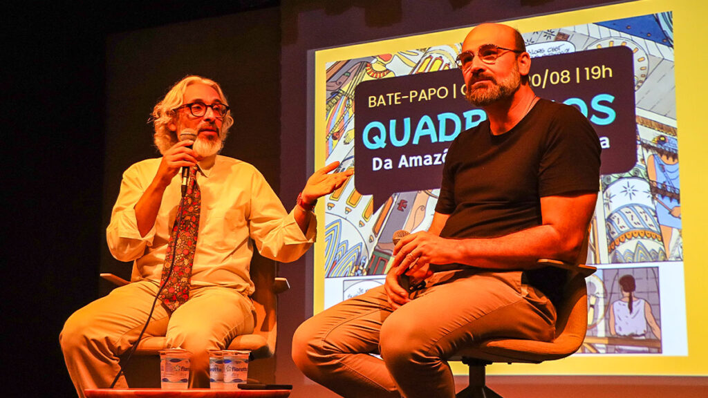 Miguel Lalor, quadrinista paraense, durante evento no Sesc Ver-o-Peso em Belém.