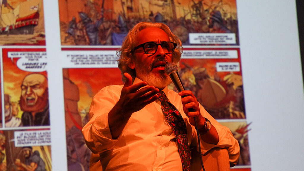 Miguel Lalor, quadrinista paraense, durante evento no Sesc Ver-o-Peso em Belém.