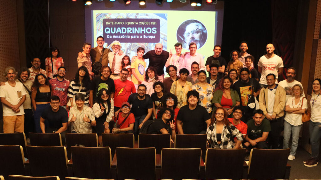 Miguel Lalor, quadrinista paraense, durante evento no Sesc Ver-o-Peso em Belém.