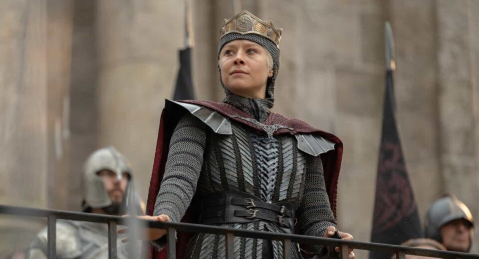 Rhaenyra Targaryen em A Casa do Dragão, destacando suas batalhas e decisões difíceis.
