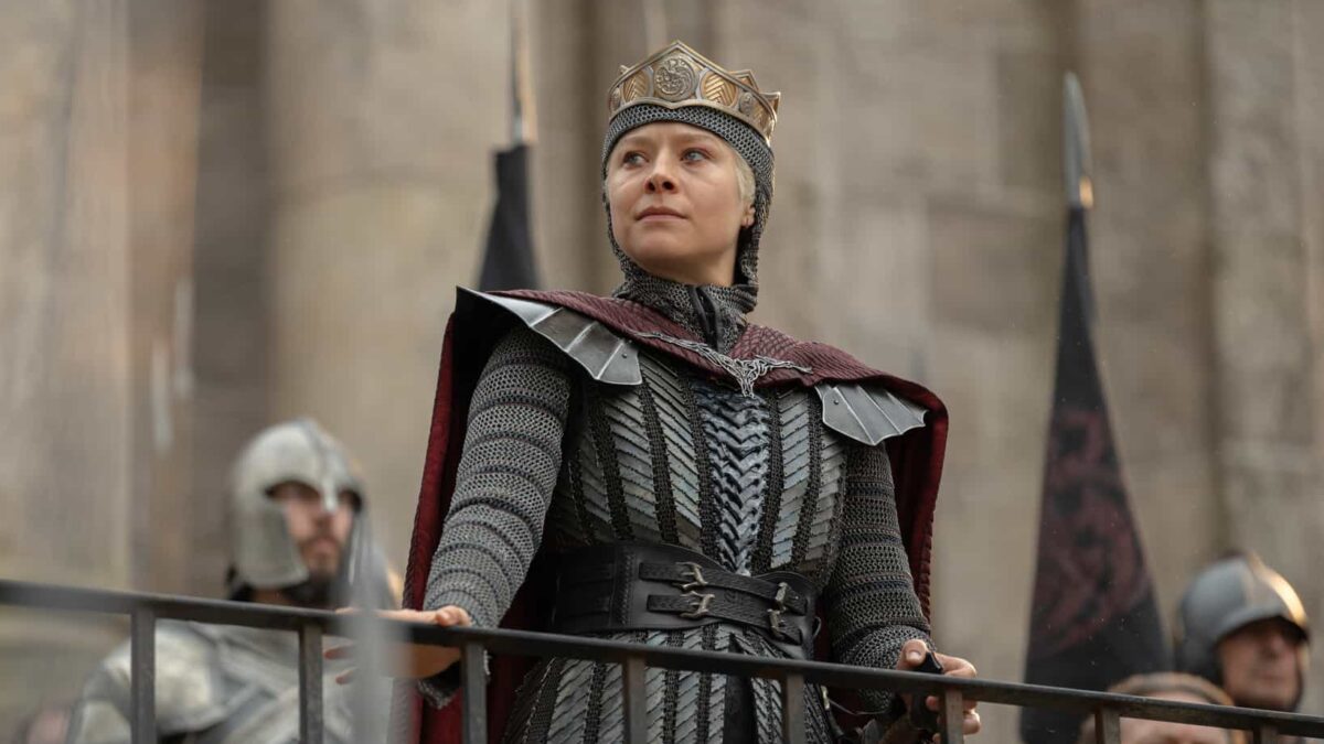 Rhaenyra Targaryen em A Casa do Dragão, destacando suas batalhas e decisões difíceis.