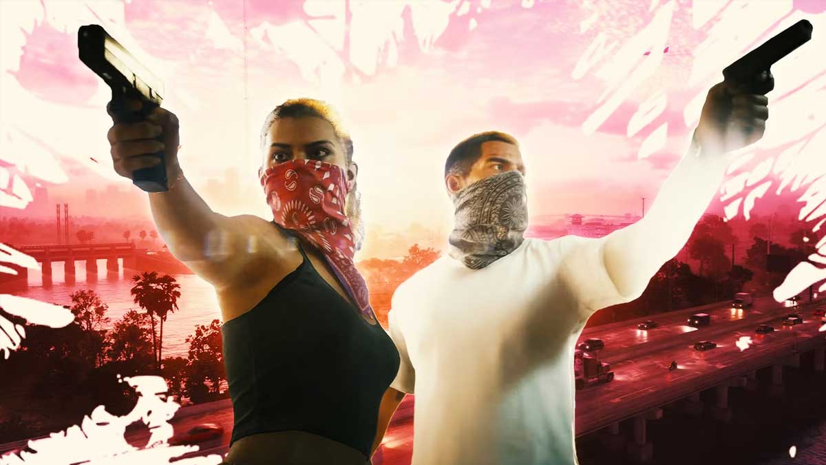 Cena do trailer de GTA 6 mostrando a jogabilidade intensa dos protagonistas.