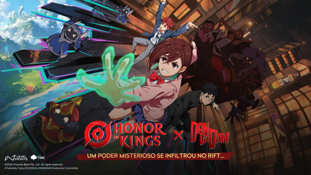 Momo e Okarun do anime DAN DA DAN agora disponíveis no MOBA Honor of Kings em um evento especial.