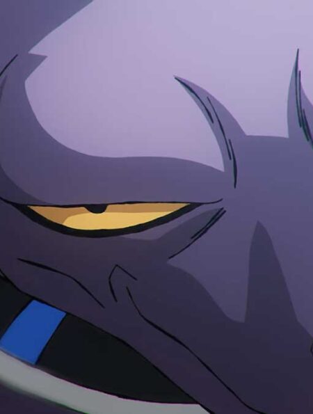 Arte de Dragon Ball Super: Beerus destacando Goku e Beerus.
