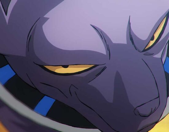 Arte de Dragon Ball Super: Beerus destacando Goku e Beerus.