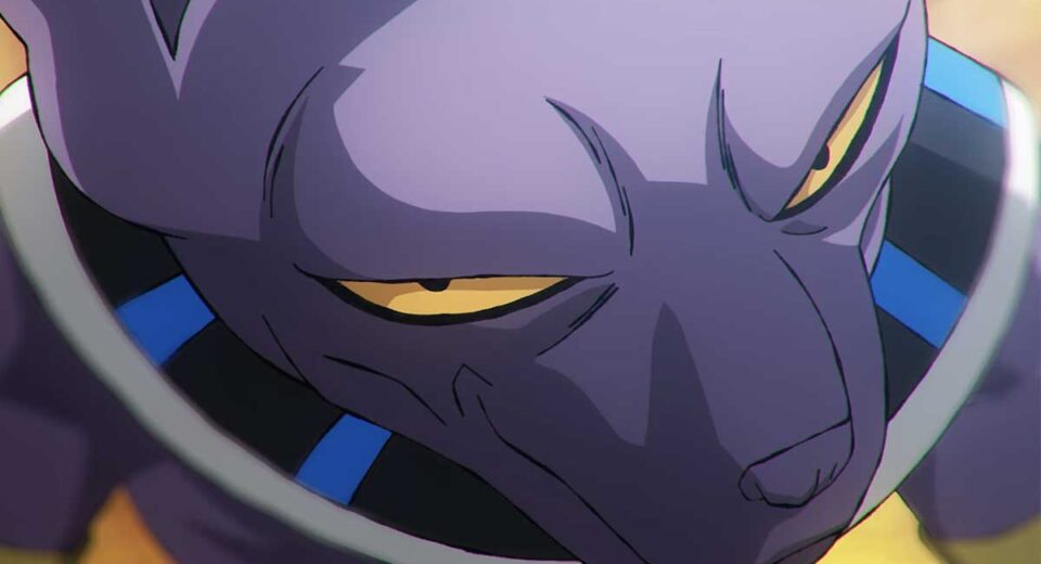 Arte de Dragon Ball Super: Beerus destacando Goku e Beerus.
