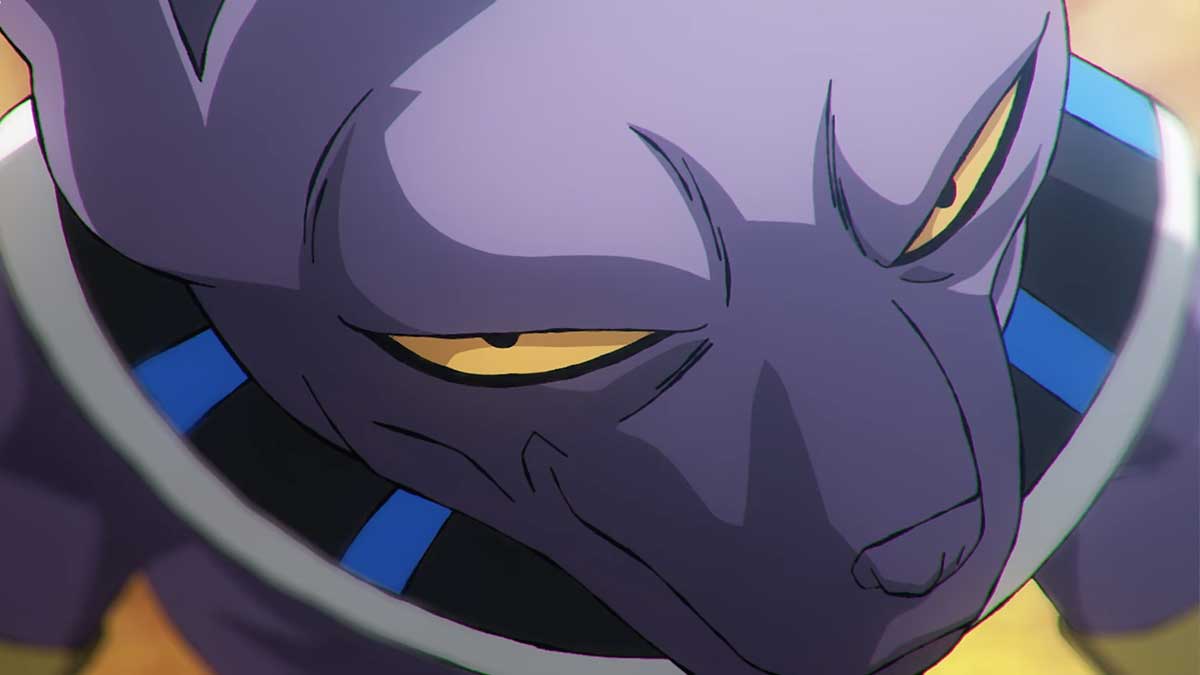 Arte de Dragon Ball Super: Beerus destacando Goku e Beerus.