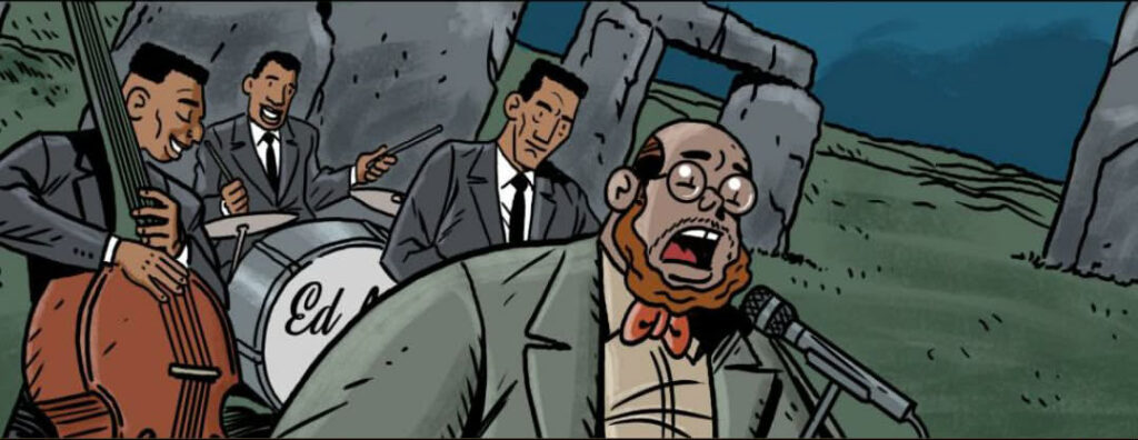 Capa da HQ As Aventuras de Ed Motta, apresentando o cantor em uma arte envolvente.