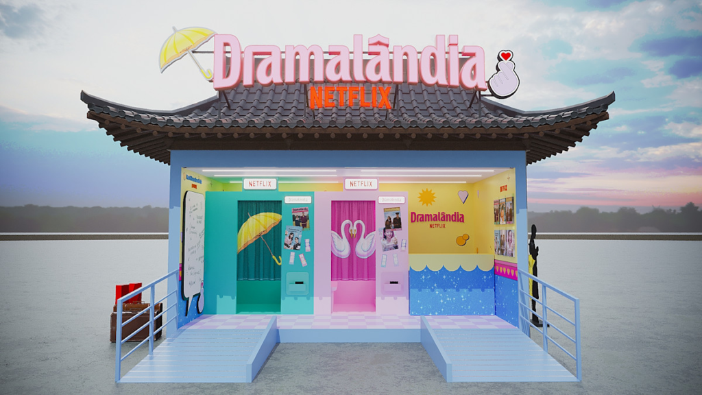 Evento da Netflix em Belém com recriações de cenários de K-dramas.