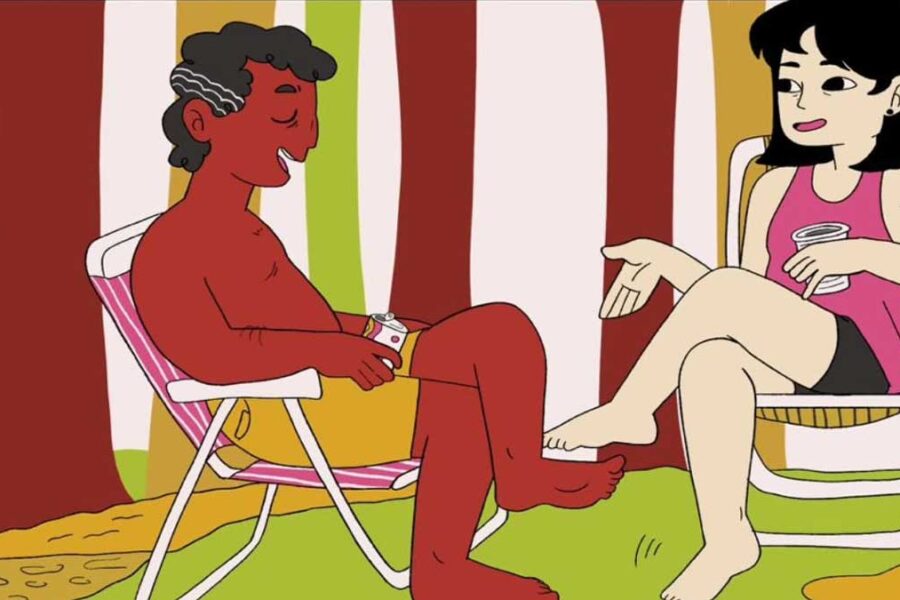 Arte sequencial da HQ 'Traços de Água e Resistência' sobre a preservação do Rio Apeú.