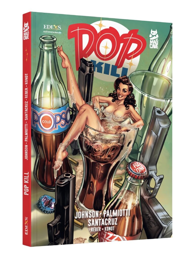 Capa da HQ POP KILL mostrando a rivalidade das colas em uma ilustração vibrante.