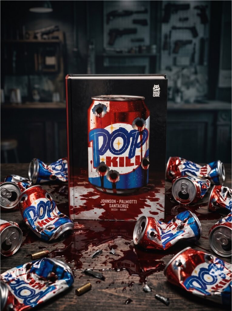 Capa da HQ POP KILL mostrando a rivalidade das colas em uma ilustração vibrante.