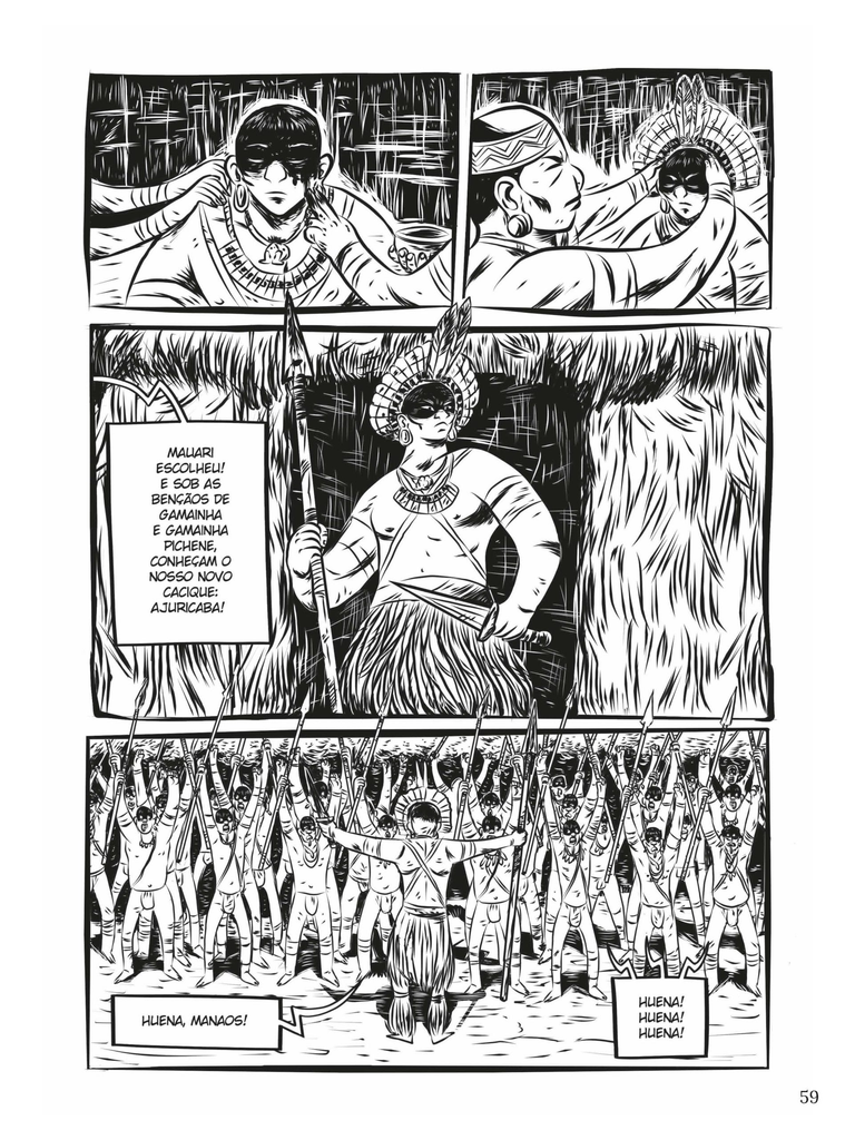 Capa da HQ 'Ajuricaba', uma graphic novel sobre resistência indígena.